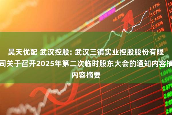 昊天优配 武汉控股: 武汉三镇实业控股股份有限公司关于召开2025年第二次临时股东大会的通知内容摘要